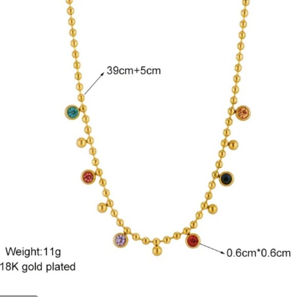 Titanium Steel 18K Gold  Rhinestones Necklace Pendant Geometric - Picture 6 of 9